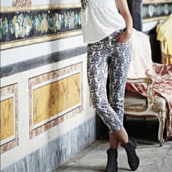 Anthropologie Pants - Anthropologie Cartonnier Pants Charlie Ankle Slim Embroidered Brocade Trousers 4